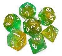 Dzxin DND Game Dice Set, 7PCS Polyhedral Dice Set for Dungeons and Dragons RPG MTG Role Playing Table Games (Yellow and Green)