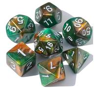 Dzxin DND Game Dice Set, 7PCS Polyhedral Dice Set for Dungeons and Dragons RPG MTG Role Playing Table Games (Green Mixed Orange)