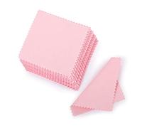 Dzxin Jewelry Cleaning Cloth, 50pcs Jewelry Cleaning Cloth, Polishing Cloth for Sterling Silver Gold Platinum Small Polish Cloth 8x8cm (Pink)