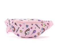 Dzxin Kids Fanny Pack, Cute Unicorn Kids Bum Bag Bumbag Waist Pack Cartoon Hipsack Belt Bag Small Belt Bum Bag Crossbody Purse Waist Pouch for Toddler Girls Boys Running Hiking Travel Sports(Pink)