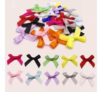 Dzxin Ribbon Bows, 100 Pcs Small Multicolor DIY Craft Tiny Bows for Presents Satin Decoration Bowknot for Gift Wrapping Hair Clip Flower Bouquet Wedding Birthday Sewing Scrapbooking