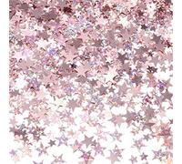 Dzxin Rose Gold Holographic Star Confetti, 60g Star Glitter Confetti, Sparkle Confetti Rose Gold Star Confetti for Card Making, Scrapbooking, Wedding Birthday Party Christmas