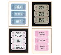 dzxnouart 4PCS Daily Affirmations Positive Canvas Prints Funny Retro Preppy Posters for College Dorm Teen Girl Bathroom, Unframed (50x70cm)