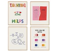dzxnouart 4pcs Mental Health Posters Motivational Psychology Pictures Inspirational Quotes Prints for Counseling Office Classroom, Unframed (30x40cm)