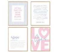 dzxnouart 4PCS Pink Christian Posters Wall Art Cute Preppy Posters Coquette Aesthetic Prints for Bedrooms living Room Dorm, Unframed (30x40cm)
