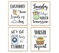 dzxnouart Set of 4 Funny Laundry Rules Sign Canvas Poster Laundry Room Wall Art Print, Inspirational Saying Painting, No Frame (30x40cm)