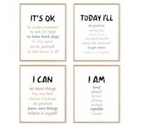 dzxnouart Set of 4 Inspirational Posters for Office Classroom - Quotes Positive Saying Affirmation Pictures for Teens Adults, Unframed Wall Art (40x60cm)