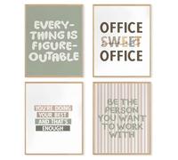 dzxnouart Set of 4 Motivational Wall Art Inspirational Quote Canvas Painting Teamwork Canvas Pictures for Office Workplace, No Frame (50x75cm)