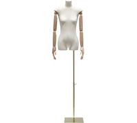 DZYHFCO Female Tailors Dummy Mannequin Body, Sewing Torso Dress Form With Adjustable Stand For Clothing Display, With(Gold,A)