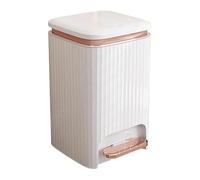 DZYHFCO Waste Bin 9/12 Liter Square Plastic Trash Can with Lid, Double Opening Lid Pedal Trash Can with Built-in Pressure Ring for Living Room, Bedroom, Kitchen,bathroom Rubbish(White+rose gold,12L)