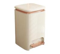DZYHFCO Waste Bin 9/12 Liter Square Plastic Trash Can with Lid, Double Opening Lid Pedal Trash Can with Built-in Pressure Ring for Living Room, Bedroom, Kitchen,bathroom Rubbish(Cream White+rose gold,