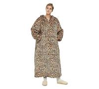 DZYP Extra Long Hoodie Blanket Oversized Sherpa Giant Sweatshirt Super Soft Warm Wearable Pullover Hoody for Adults Men Women (One Size,Leopard)