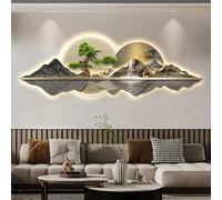 DZZTHSH 3D Wall Sculptures Painting Hanging Led Wall Hanging Art Decorations Light, Modern Oriental Decor Traditional Chinese Welcoming Pine Wall Hanging Decorations