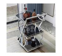 DZZTHSH Kitchen Island Bar Cart 3 Tiers Removable Storage Tray Rolling Beverage Cart,Mobile Bar Serving Cart with Handle,Marble Glass and Metal Frame Home Kitchen Shelf for Party Rolling Kitchen Cart