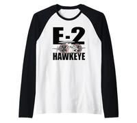 E-2 Hawkeye Tactical Airborne Early Warning Aircraft Cartoon Raglan Baseball Tee