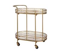 e 2-Tier Serving Trolley on Wheels - 32" H Oval den Metal & Mirror s Kitchen Cart, Perfect for Home & Commercial Use, Serving Stand