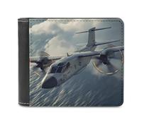 E-2D Advanced Hawkeye Fighter Jet Bifold Wallet PU Leather Pocket Wallet Slim Purse for Women Men Gifts