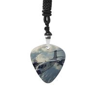 E-2D Advanced Hawkeye Fighter Jet Guitar Pick Necklace Stylish Titanium Steel Pendant Jewelry for Men Women