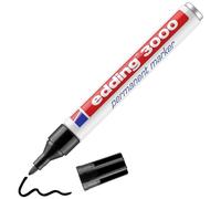 edding 3000 permanent marker - black - 1 marker pen - round tip 1.5-3 mm - quick-drying permanent markers - waterproof, smudge-proof - for cardboard, plastic, wood, metal, fabric - marker pens