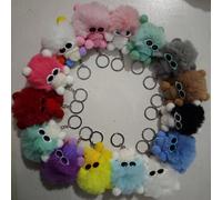 (E#6 Plush Imitation Wool Briquettes [Four-link Chain] - Mixed Delivery) Korean imitation Rex rabbit fur briquettes keychain pendant cute plush car keychain pendant small gift