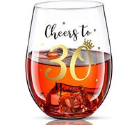E/A 30th Birthday Gift, Men and Women Cheering Wine Glasses, 30th Birthday Party Wedding Anniversary Decoration Gift, 17oz stemless