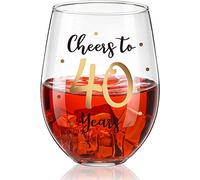 E/A 40th Birthday Gift, Men and Women Cheering Wine Glasses, 40th Birthday Party Wedding Anniversary Decoration Gift, 17oz stemless
