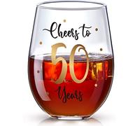 E/A 50th Anniversary Celebration Glass for Men and Women, Birthday Gift,Anniversary Celebration, 50th Birthday Party Wedding Cheer Glass, 17 oz