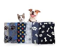 E&A Distribution Limited Pet Blanket Washable Dog Blanket for Cats Puppys Premium Fluffy Double Sided fur Blanket Fleece Soft Warm Pet Dogs Blanket Pets Throw 100x 85cm- RANDOM PAW DESIGN