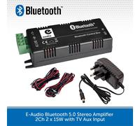 E-Audio Bluetooth 5.0 Stereo Amplifier 2Ch 2x15W with TV Aux Input HiFi Home Amp
