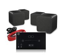 e-audio Bluetooth In-Wall Speaker System with E50 Touch Panel Amplifier, HiFi Stereo Sound, 4-Pack Black Cube 4" Speakers, Wireless Home Cinema Surround Sound Installation Kit