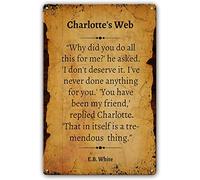 E b White Book Quote Charlotte's Web House Novelty Retro Metal Tin Sign Funny Wall Decor Garage Bar Courtyard Living room 8x12 Inch