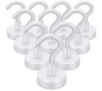 E BAVITE Strong White Magnetic Hooks Heavy Duty, 25Lbs 10 Pack Rare Earth Magnets Hook for Refrigerator, Grill, Home, Kitchen, Office, Cruise