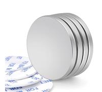 E BAVITE Super Strong Neodymium Disc Magnets with Double Sided Adhesive, Powerful Permanent Rare Earth Magnets. Fridge, DIY,Scientific, Craft, and Office Magnets, 1.26 inch D x 1/8 inch H 4 Packs