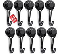 E BAVITE Swivel Swing Black Magnetic Hooks, 30lbs Strong Neodymium Magnet Hook with Epoxy Coating for Refrigerator, Cruise,BBQ Grill Tools, 2.36in in Length, Pack of 10
