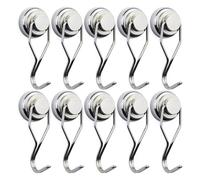 E BAVITE Swivel Swing Magnetic Hook 60LB Refrigerator Magnetic Hooks 10 Pack Strong Neodymium Magnet Hook for Refrigerator Other Magnetic Surfaces 67.5mm(2.66in)