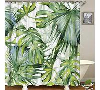 E-Bestar Shower Curtain, Waterproof Anti-Mould Jungle Tropical Operation With 8 Hooks, 180 x 180 cm