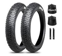 E-Bike Fat Tyre Replacement Set, 26x4.8 (122-559) Inch Heavy Duty Bike Tire with Inner Tube and Lever, Puncture Proof Accessories for Mountain Snow Beach Off Road Electric Bicycle