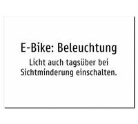 E-Bike: Lighting - Turn on Light even during the Day with Visibility - Aluminium Sign A4: 297 x 210 mm - Without Graphics, Only Text