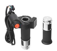 E Bike Thumb Throttle with LCD Digital Voltage Display, Real - Time Battery Power Indicator for 12V to 99V Electric Vehicles, Compatible with Lithium and Lead - Acid Batteries ((Blue screen, silver