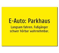 E-Car: Parking Garage - Slow Driving Pedestrians Hard to Audit - Sticker A2: 594 x 420 mm - Without Graphics, Only Text