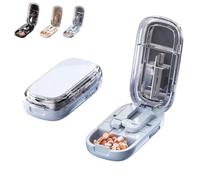 E Chu Adjustable Pill Cutter and Splitter for Multiple Pills, E-Chu Professional Pill Crusher for Small, Tiny or Large Medicine, New Portable Travel Device(Blue,1/2+1/4)