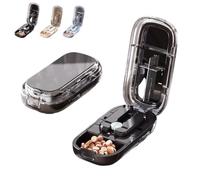 E Chu Adjustable Pill Cutter and Splitter for Multiple Pills, E-Chu Professional Pill Crusher for Small, Tiny or Large Medicine, New Portable Travel Device(Black,1/2+1/4)