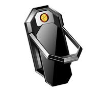 e-cigarette lighter that supports USB charging and rotates 360 degrees; it has an adhesive backing so it can be stuck to the back of a mobile phone to act as a phone stand it makes an