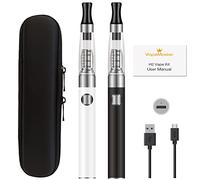 E Cigarettes Vape Pens Starter Kit VapeMaster H2 Dual Vape Pens, Easy To Fill And Charge, Long Lasting Battery, Pure Taste - No E-liquid, No Nicotine (Black White)