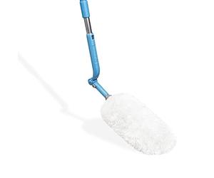E-Cloth 2 in 1 Microfibre Extendable Duster, Household Floor, Wall and Ceiling Cleaner, Blue & White, Washable and Reusable, 1 Count