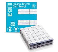 E-Cloth Classic Check Tea Microfibre Dish Towel, Streak-Free and Absorbent Dish Drying Kitchen Towels, Washable and Reusable, 100 Wash Promise, Blue, 2 Pack