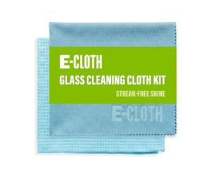E-Cloth Glass Cleaner, Window Cleaning Kit, Microfibre Cleaning Cloth, Best for Cleaning Indoor and Outdoor Glass Windows and Doors, Car Windshields, Washable and Reusable, 100 Wash Promise, Blue