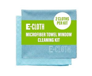 E-Cloth Glass Cleaner, Window Cleaning Kit, Microfibre Cleaning Cloth, Best for Cleaning Indoor and Outdoor Glass Windows and Doors, Car Windshields, Washable and Reusable, 100 Wash Promise, Blue
