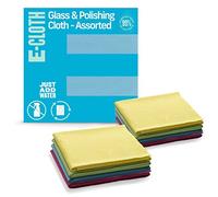 E-Cloth Glass & Polishing Cloth, Sustainable Microfibre Cleaning Cloth Set, Perfect Cleaner for Glass, Windows and Mirrors, Washable and Reusable, 100 Wash Promise, Assorted Colors, 8 Pack