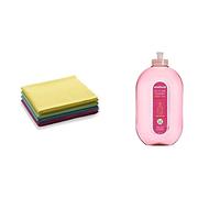 E-Cloth Glass & Polishing Microfibre Cleaning Cloth, 300 Wash Guarantee, Reusable, Assorted Colors, 4 Pack and Method Floor Cleaner, Wild Rhubarb, 739 ml